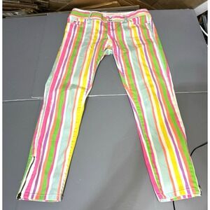 Lilly Pulitzer Jeans Worh Skinny Size 4 Multicolor Stripe Mini Zip Ankles